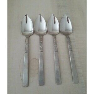 Vintage Stainless Japan Grapefruit Fruit Spoons Lot of 4